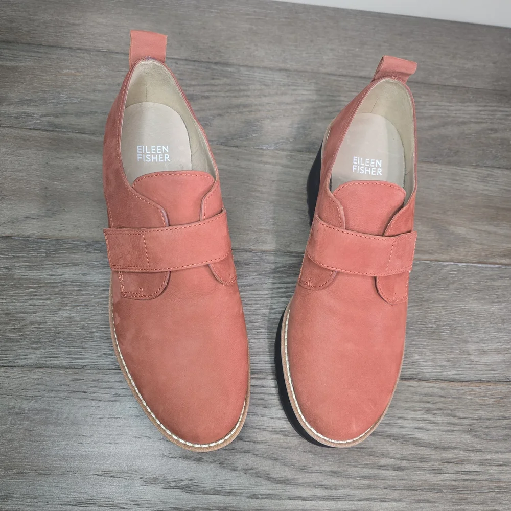 New Eileen Fisher Zola Platform Wedge Booties Clog Rust Suede 7.5 Boho Chunky
